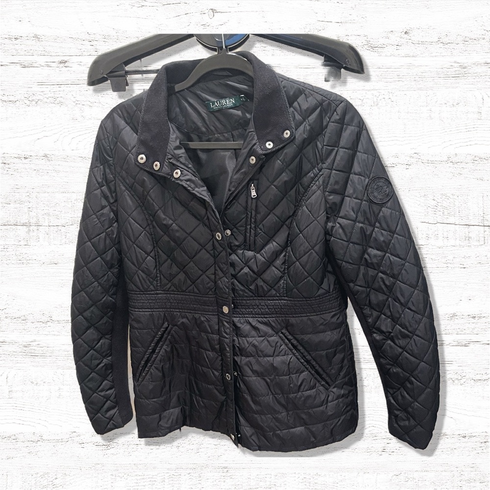 Ralph Lauren Womens Quilted Coat Jacket Black Size Medium - Picture 2 of 11